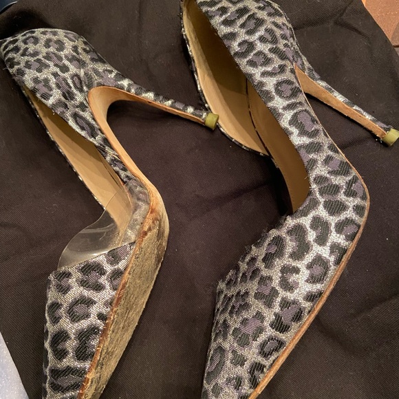 Gorg Jcrew black/silver cheetah print dorsay pump sz7 - Picture 5 of 5